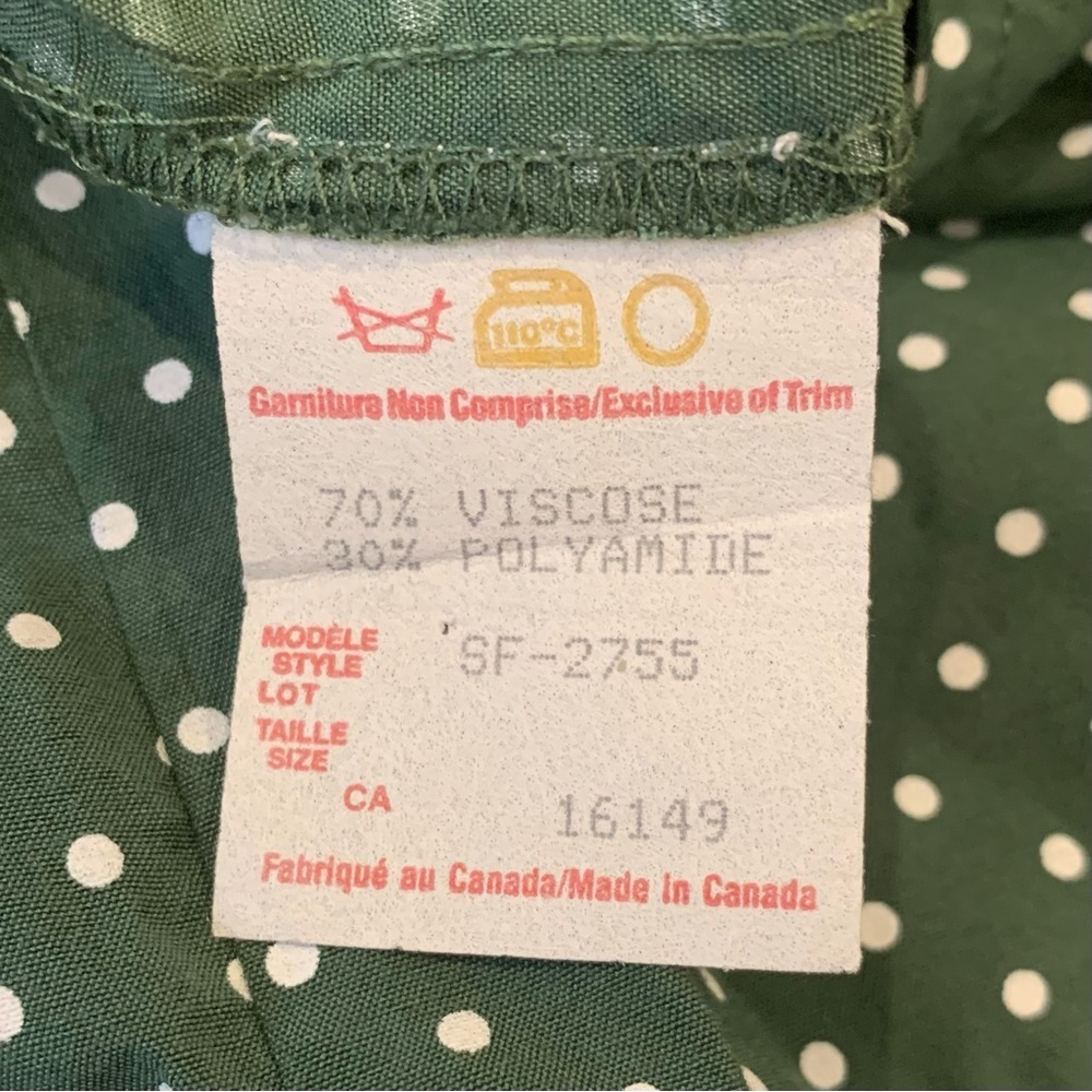Vintage 90s San Francisco Polka Dot Button Front Drop Waist Midi Dress - Picture 6 of 8